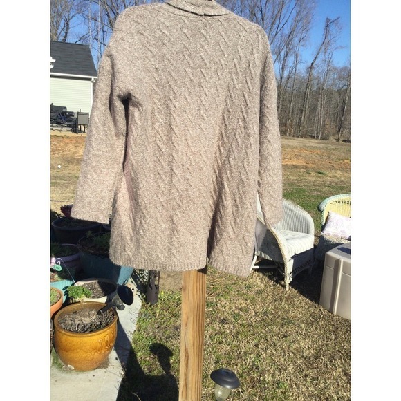 J.Jill oversized alpaca cardigan womens S cable knit sweater brown tan beachy - Picture 13 of 13